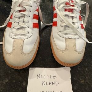 Adidas Women's White and Red Sneakers